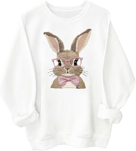 Retro Easter Bunny Sweatshirt Coquette Bow Bunny Ears Sweatshirt Easter Shirts for Women in Saudi Arabia