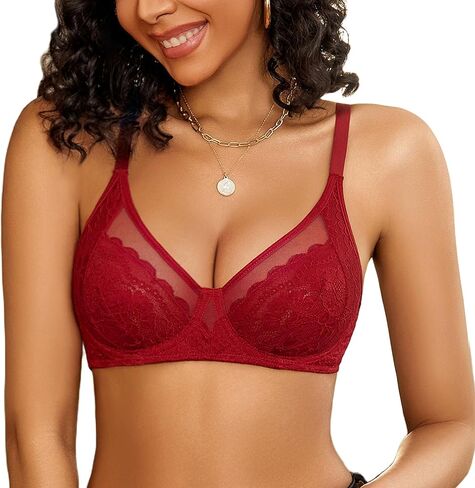 Avidlove Womens Lace Bras Sexy Underwire Unlined Bra V Neck Mesh Everyday Bra Lingeries No Padded in Saudi Arabia