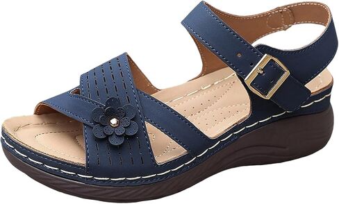 Summer Sandals for Women 2025 Dressy Comfortable Walking with Arch Support Wedge Soft Beach Flat Dressy Flats Open Toe Ankle Strap Shoes Orthotic Orthopedic Shoes Sandal Wedges - Casual Platform in Saudi Arabia