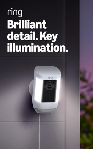 Like-New Ring Spotlight Cam Pro, Plug-In, Home or business security, Retinal 2K Video, Color Night Vision and Two-Way Talk with Audio+, White in Saudi Arabia