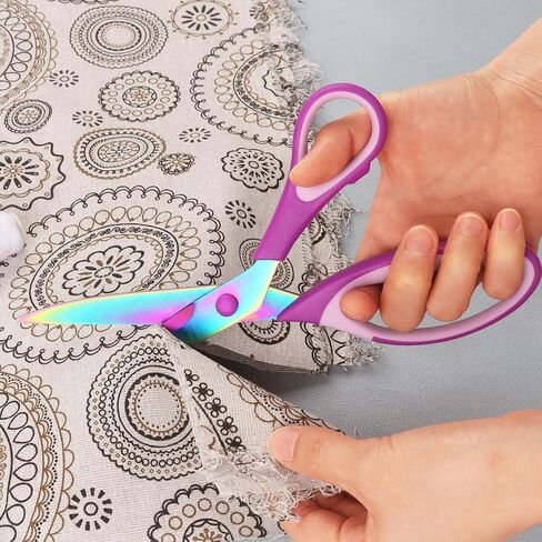 Fabric Scissors with Titanium Sharp Stainless Steel Blades and Soft-Grip Handles, Suitable for Sewing, Cutting Fabric Leather and Home Office Artist. 3-Piece Set (Purple Titanium 3) in Saudi Arabia