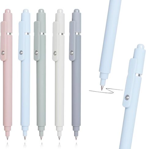 أقلام جل، 6 عبوات من أقلام الحبر الأسود مقاس 0.5 مم، قلم كتابة ناعم ذو نقاط دقيقة، قلم سلسلة عالي الجودة سريع الجفاف للتدوين اليومي وتدوين الملاحظات وهدايا لطيفة للوازم المدرسية المكتبية للنساء والرجال - موراندي in Kuwait