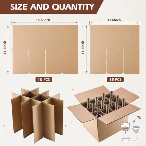 5 مجموعات من مجموعات فواصل أكواب الصناديق المتحركة، ومقسم تعبئة أطباق النبيذ الزجاجية لصناديق النقل، وفواصل من الورق المقوى لصندوق 16 × 12 × 12 بوصة (الصندوق غير متضمن) in Kuwait