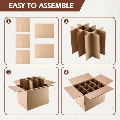 5 مجموعات من مجموعات فواصل أكواب الصناديق المتحركة، ومقسم تعبئة أطباق النبيذ الزجاجية لصناديق النقل، وفواصل من الورق المقوى لصندوق 16 × 12 × 12 بوصة (الصندوق غير متضمن) in Kuwait