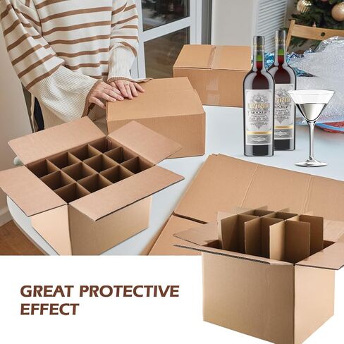 5 مجموعات من مجموعات فواصل أكواب الصناديق المتحركة، ومقسم تعبئة أطباق النبيذ الزجاجية لصناديق النقل، وفواصل من الورق المقوى لصندوق 16 × 12 × 12 بوصة (الصندوق غير متضمن) in Kuwait