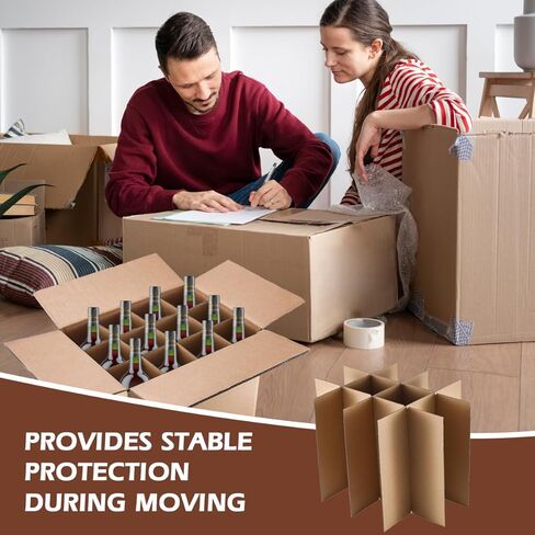 5 مجموعات من مجموعات فواصل أكواب الصناديق المتحركة، ومقسم تعبئة أطباق النبيذ الزجاجية لصناديق النقل، وفواصل من الورق المقوى لصندوق 16 × 12 × 12 بوصة (الصندوق غير متضمن) in Kuwait