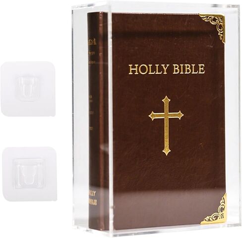 Klmnop Clear Acrylic Display Case for Bible, 4mm Thick Wall Mount Vertical & Horizontal Display Case, Book Organizer Box to Protect Collectible Books, Family Old Bible, DVD, 10.63 x 7.48 x 2.36 inch in Saudi Arabia