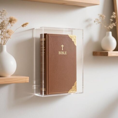 Klmnop Clear Acrylic Display Case for Bible, 4mm Thick Wall Mount Vertical & Horizontal Display Case, Book Organizer Box to Protect Collectible Books, Family Old Bible, DVD, 10.63 x 7.48 x 2.36 inch in Saudi Arabia