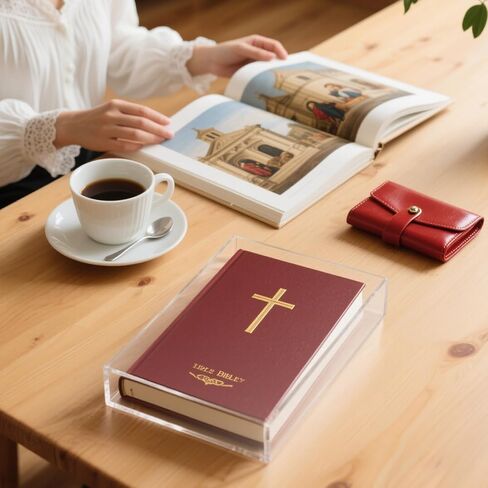 Klmnop Clear Acrylic Display Case for Bible, 4mm Thick Wall Mount Vertical & Horizontal Display Case, Book Organizer Box to Protect Collectible Books, Family Old Bible, DVD, 10.63 x 7.48 x 2.36 inch in Saudi Arabia