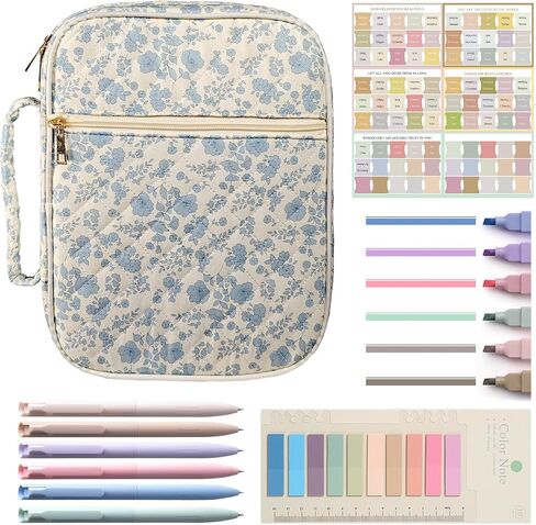 حقيبة الكتاب المقدس للنساء، حافظة كبيرة مبطنة للكتاب المقدس مع مقبض متين وجيوب إضافية، هدية مسيحية للسيدات (زهرة متعددة) in Kuwait