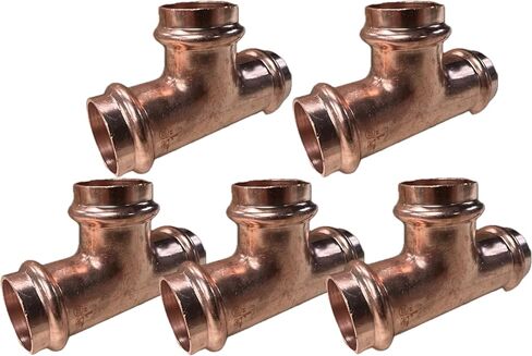 EZ-FLUID 3/4" Copper Press Tee Fitting,No Lead ProPress Copper Pressure Press 3 Way Tee Fittings,ProPress Press Copper Fitting Connection,Residential,Commercial Plumbing(10) in Saudi Arabia