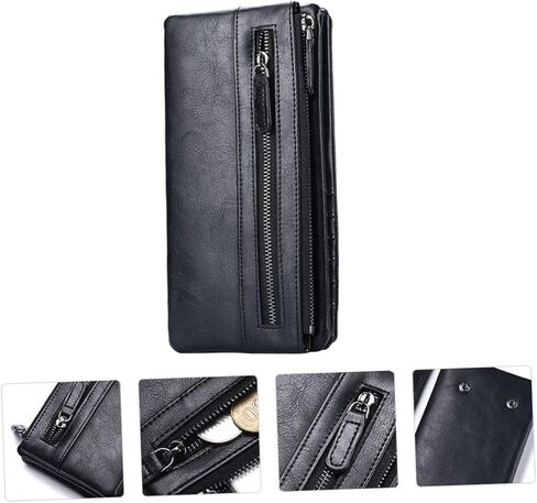 Men S Small Lightweight Zipper Wallet Soft Leather Money Storage Pouch Compact Credit Card Holder Portable Purse for Birthday with Neat Internal Structure and Smooth Finish in Saudi Arabia