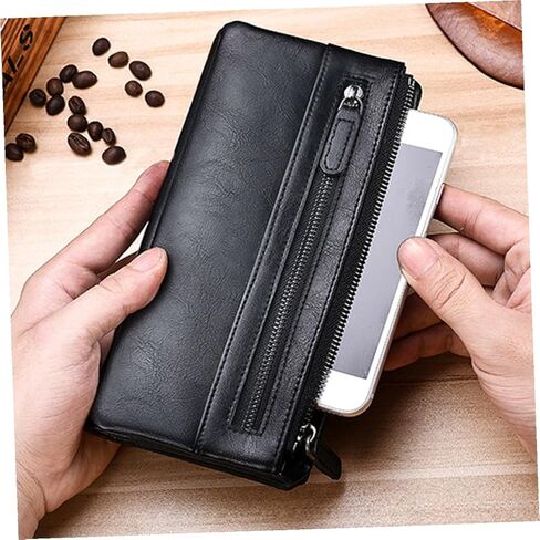 Men S Small Lightweight Zipper Wallet Soft Leather Money Storage Pouch Compact Credit Card Holder Portable Purse for Birthday with Neat Internal Structure and Smooth Finish in Saudi Arabia
