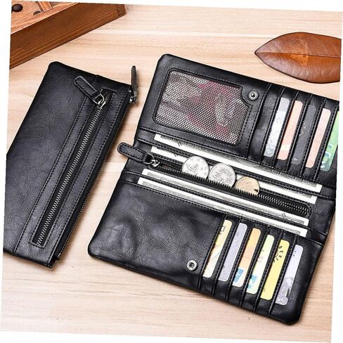 Men S Small Lightweight Zipper Wallet Soft Leather Money Storage Pouch Compact Credit Card Holder Portable Purse for Birthday with Neat Internal Structure and Smooth Finish in Saudi Arabia