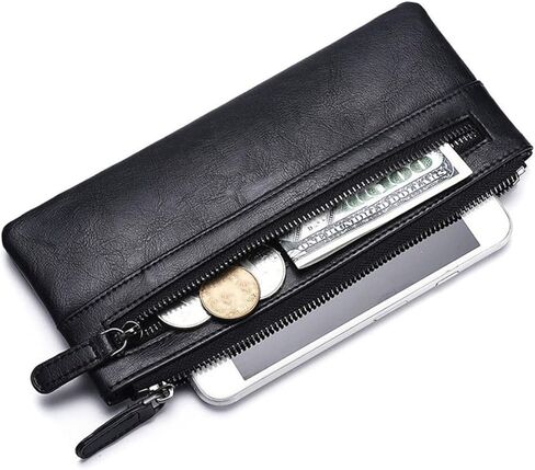 Men S Small Lightweight Zipper Wallet Soft Leather Money Storage Pouch Compact Credit Card Holder Portable Purse for Birthday with Neat Internal Structure and Smooth Finish in Saudi Arabia