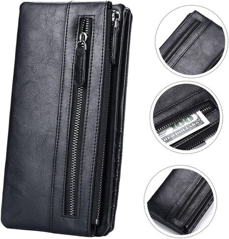Men S Small Lightweight Zipper Wallet Soft Leather Money Storage Pouch Compact Credit Card Holder Portable Purse for Birthday with Neat Internal Structure and Smooth Finish in Saudi Arabia