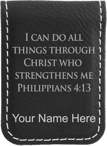 LaserGram Slim Magnetic Money Clip, Bible Verse Philippians 4-13, Personalized Engraving Included (Golf White) in Saudi Arabia