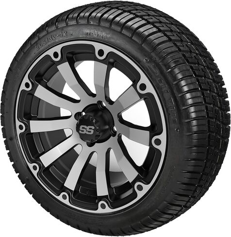 RM Cart 12" Beast Matte Black on a 205/30-12 Deli Low Profile Tires (Set of 4) | Golf Cart Tires and Wheels Combo with Standard Lug Nuts in Saudi Arabia