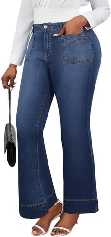 Flare Leggings for Women High Waisted Skinny Bell Bottom Pants with Pockets in Saudi Arabia