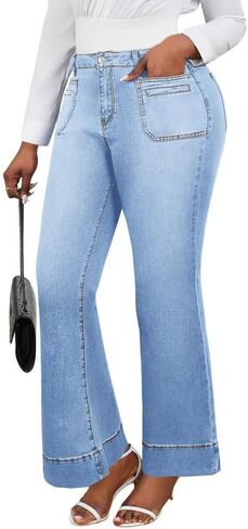 Flare Leggings for Women High Waisted Skinny Bell Bottom Pants with Pockets in Saudi Arabia