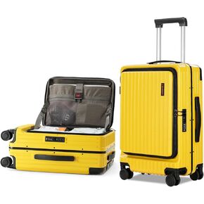 حمل الأمتعة بعجلات دوارة، حقيبة مقاس 20 بوصة معتمدة من شركة الطيران، حقائب ذات هيكل صلب ABS+PC خفيفة الوزن مع إطار من الألومنيوم، فتحة علوية، قفل TSA (أصفر، قطعة واحدة) in Kuwait
