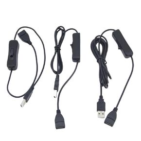1pcs Cable 50cm USB 2.0 A Male to A Female Extension Charging Extender Black Cable with Switch Button ON Off Cable(2m Data and Charging) in Kuwait