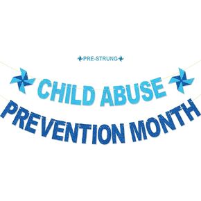 لافتة شهر لمنع إساءة معاملة الأطفال - لا توجد زخارف للتوعية بإساءة معاملة الأطفال من أجل لوازم الحفلات، دواليب زرقاء لامعة للديكور in Kuwait