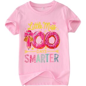 قمصان KEKEMI للأطفال الصغار البنات 100 يوم من المدرسة تي شيرت Little Miss 100 يوم أكثر ذكاءً تي شيرت احتفال الطلاب تي شيرت ملابس من 3 إلى 9 سنوات in Kuwait