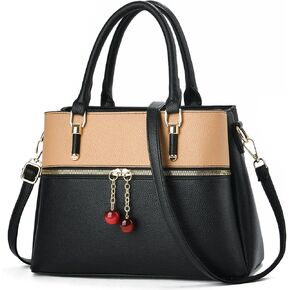 KURGOOL Dual-tone Purse Handbags for Women, 3 Zip Compartments Tote Bag, Trendy Leather Designer Shoulder Satchel Purses in Kuwait