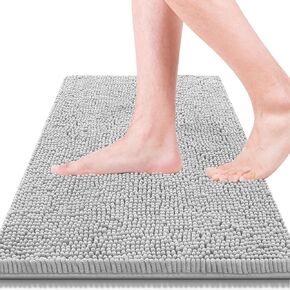 Bathroom Rugs 15x23,Super Absorbent Soft,Thick,Machine Washable Chenille Bath Mat,Non Slip Toilet Floor Rug,Bath Mats for Bathroom Floor, Home Decor Accessories,Grey in Saudi Arabia