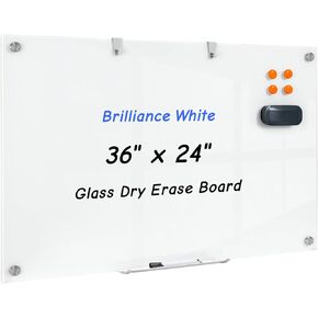 سبورة بيضاء زجاجية مقاس 36 × 24 بوصة، لوحة مسح جافة من الزجاج المغناطيسي للجدار، لوحة بيضاء لامعة مقاس 3 × 2 بوصة للمكتب والمنزل والمدرسة in Kuwait