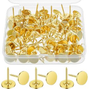 100PCS Gold Push Pins, Stainless Steel Thumb Tacks for Cork Board, Bulletin Board, Wall, Flat Head Thumbtacks for Picture Hanging Home Office Decorative Supplies in Saudi Arabia