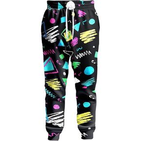 بنطلون رياضي رجالي 80s 90s Retro Joggers بنطلون رياضي مضحك مع جيوب للرجال والنساء باللون الأسود in Kuwait