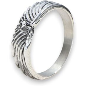 خاتم بأجنحة الملاك من الفضة الاسترليني، خاتم باند للجنسين، خاتم إبهام على طراز راكب الدراجة النارية، خاتم راكب الدراجة النارية للرجال، مجوهرات فضية مصنوعة يدويًا للرجال، خاتم الملاك الحارس له، خاتم زفاف فريد للزوج in Kuwait