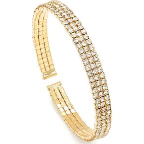 Rhinestone Tennis Cuff Bracelet for Women Crystal Bridal Bangle for Prom Wedding Party Dating in Saudi Arabia