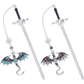 Fantasy Dragon Sword Bookmarks - 2 PCs Cool Metal Book Mark Gifts for Reading Blue Purple Page Maker Merch for Men Boys Kids Novel Fans Lovers Bookish Students Teachers School Accessories in Saudi Arabia