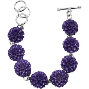 HAAMIIQII سوار أنيق على شكل زهرة وردية قابل للتعديل للنساء والفتيات، أساور فضية مصنوعة يدويًا من الأحجار الكريمة والزهور - هدايا لحفلات الزفاف وعيد الميلاد وعيد الحب in Kuwait