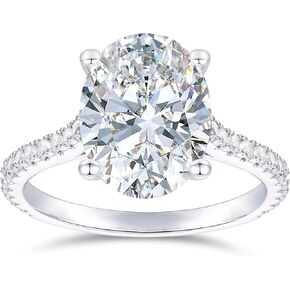 14K White Gold Oval Cut Moissanite Rings 4 Carat Oval Engagement Ring Classic 4-Prong 4CT Moissanite Engagement Ring for Women in Kuwait
