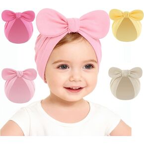 قبعة SecretCastle للأطفال مكونة من 4 قبعات لحديثي الولادة قابلة للتمدد بعقدة على شكل فيونكة وقبعة عمامة للأطفال من عمر 0 ​​إلى 6 سنوات in Kuwait