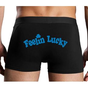 Knaughty Knickers Feeling Lucky - Cute Irish Shamrock Saint Patricks Paddys Black Mens Boxer Brief Sexy Adult Design in Kuwait