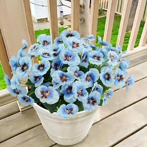 6 Bundles Artificial Flowers Pansy, 11.7in Outdoor UV Resistant Fake Small Wild Flower Daisy No Fade Faux Plastic Violets Plants for Home Wedding Table Centerpieces Garden Porch Decor - Red in Kuwait