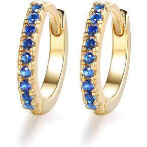 أقراط دائرية أنيقة من الياقوت - حجم مثالي | لا يسبب الحساسية من الذهب الصلب عيار 14 قيراط in Kuwait