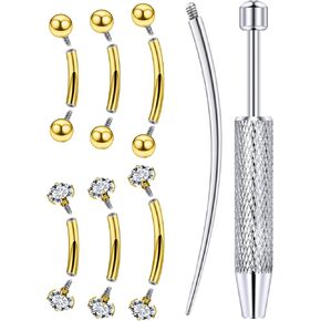 ثقب الحاجب المجوهرات الجراحية الصلب الخيط الداخلي منحني الحديد حلقة الحاجب الصغيرة العمودي Labret الشفاه مجوهرات الأذن روك حلقة زر البطن الصغيرة للنساء الرجال 16 جرام 6 مم / 8 مم / 10 مم in Kuwait