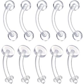 10Pcs Plastic Belly Button Rings 14G Clear Belly Button Ring Acrylic Nose Rings Lip Eyebrow Nipple Tongue Body Piercing Jewelry for Women Men Sports Surgery in Saudi Arabia