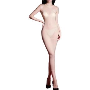 RUIBAVYA Body Stockings For Women Sexy One Piece Dress Oil Shiny Lingerie Bodysuit Long Bodycon Dress in Saudi Arabia