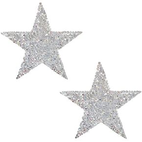 Sasswear حجر الراين الماس فطائر اللحم الفضة بلينغ ستار أغطية الحلمة للمهرجانات والهذيان، قابلة لإعادة الاستخدام in Kuwait