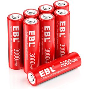 EBL AA Rechargeable Lithium Batteries 12Pack, 3000mWh Double A Battery 1.5V Constant Voltage and Long-Lasting in Kuwait