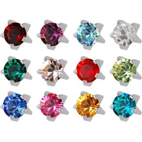 12 Pairs of Studex Ear Piercing Birthstones Stainless Steel Stud Earrings Regular 4mm Claw Setting in Saudi Arabia