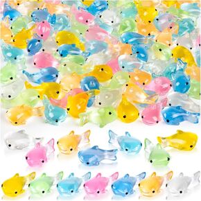 105PCS Luminous Mini Resin Sharks Miniature Sharks Animal Figurines Glow in The Dark Cute Tiny Shark for Micro Landscape Aquarium Fairy Garden Potted Plants Ocean DIY Decor (7 Colors) in Saudi Arabia