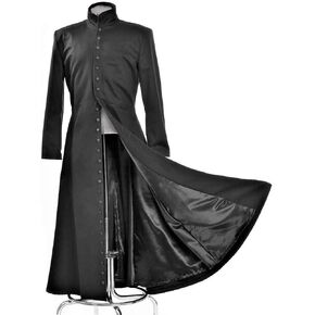 Gothic Master Black Long Trench Coat - Men's Gothic Costume - Medieval Theme - Masquerade, Birthday, Halloween & More in Saudi Arabia